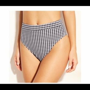 Gingham high waist bathing suit bottoms